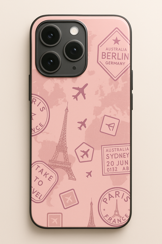 Travel Mania Premium Glass Back Cover For iPhone 11,12,13,14,15,16 Models