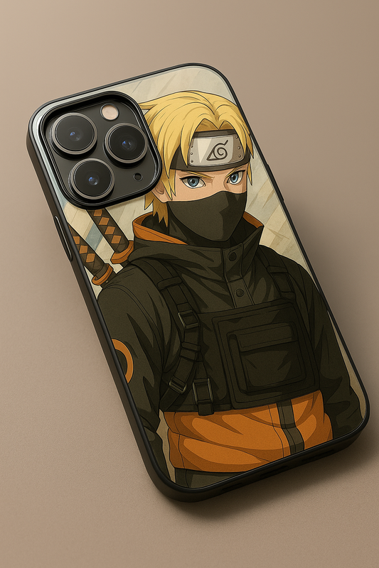 Stealthy Naruto Premium Glass Back Cover For iPhone 11,12,13,14,15,16 Models