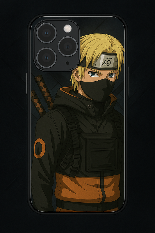 Stealthy Naruto Premium Glass Back Cover For iPhone 11,12,13,14,15,16 Models