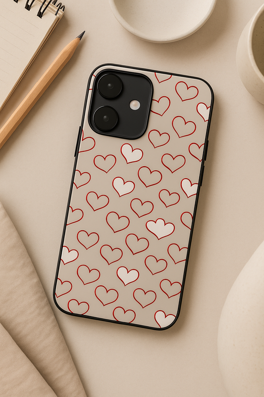 Puzzled Hearts Premium Glass Back Cover For iPhone 11,12,13,14,15,16 Models