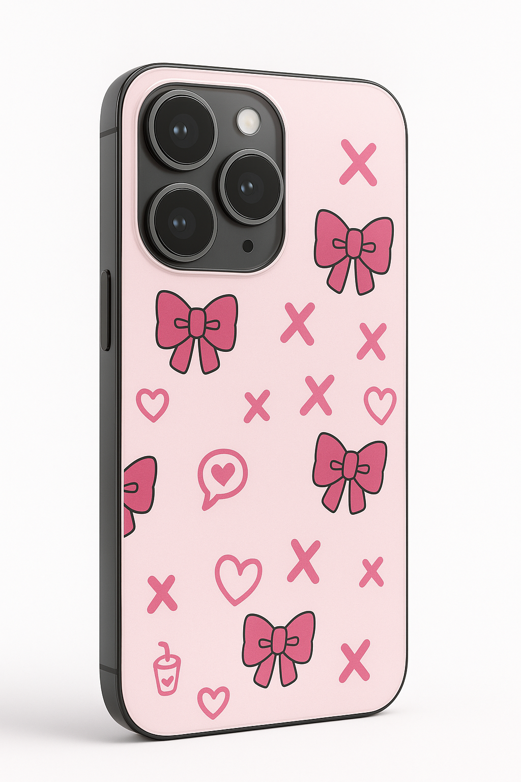 XOXO Bows Premium Glass Back Cover For iPhone 11,12,13,14,15,16 Models