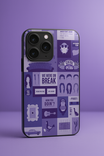 FRIENDS The Icon Grid Premium Glass Back Cover For iPhone 11,12,13,14,15,16,17 Models