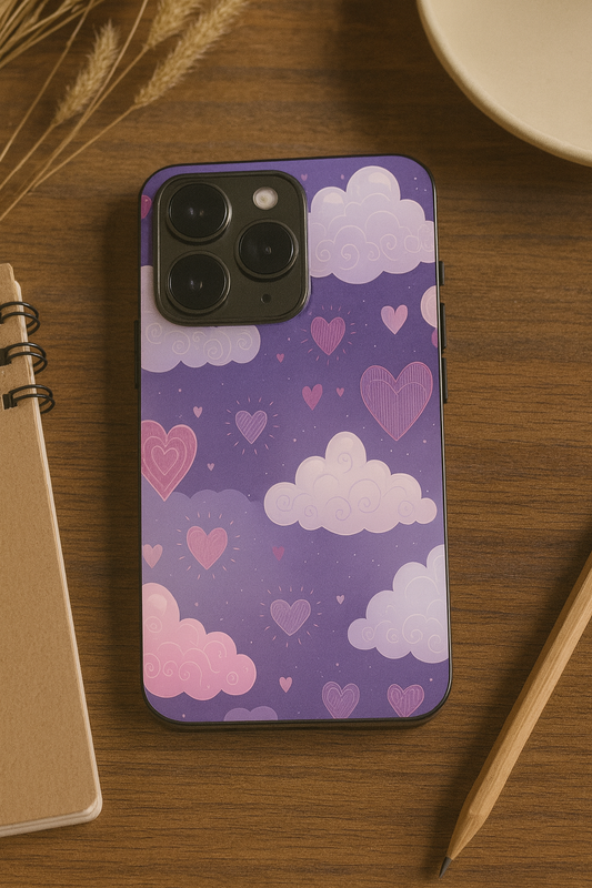 Lavender Skies Premium Glass Back Cover For iPhone 11,12,13,14,15,16,17 Models