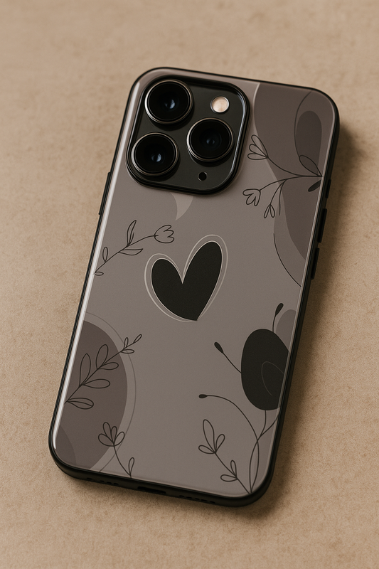 Muted Hearts Premium Glass Back Cover For iPhone 11,12,13,14,15,16,17 Models
