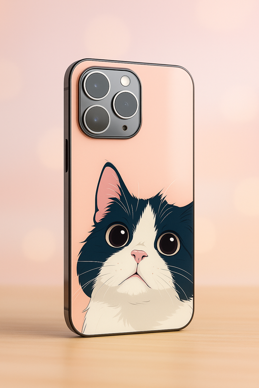 Dreamy Cat  Premium Glass Back Cover For iPhone 11,12,13,14,15,16 Models