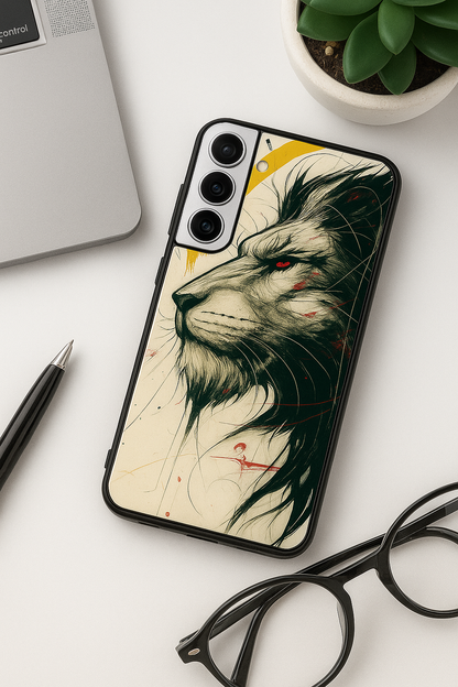 Fierce-full Lion Premium Glass Back Cover For Galaxy S22, S23, S24, S25 Models