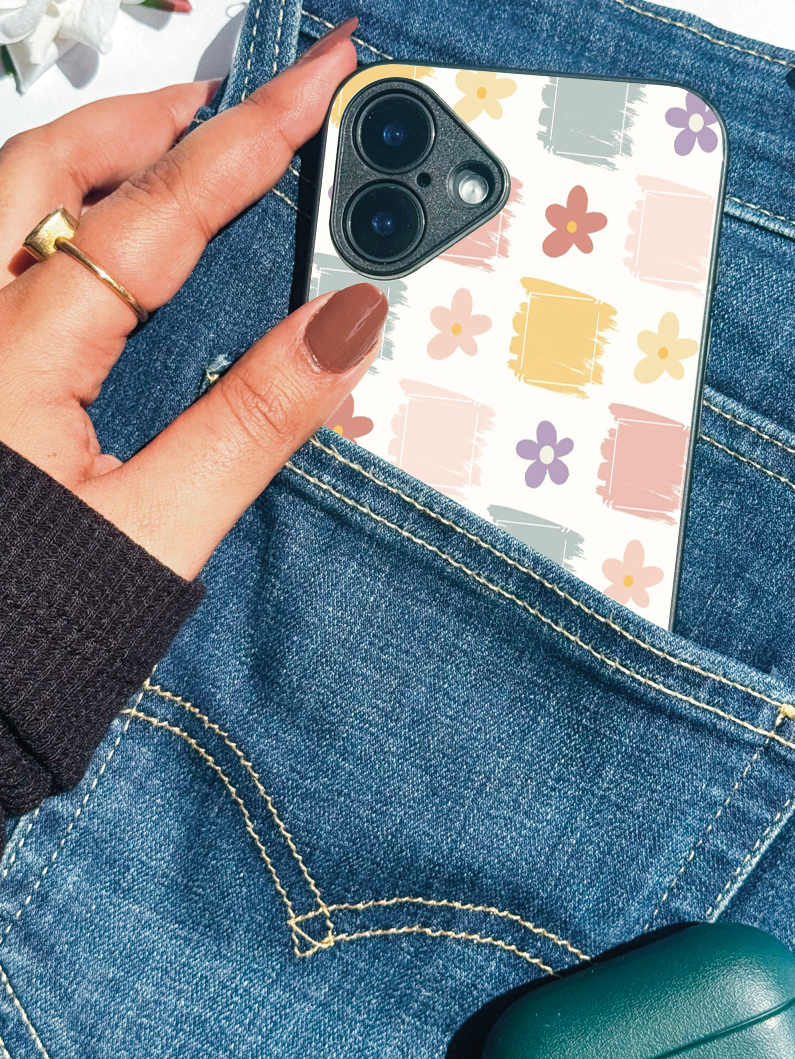 Pastel Play  Premium Glass Back Cover For iPhone 11,12,13,14,15,16,17 Models