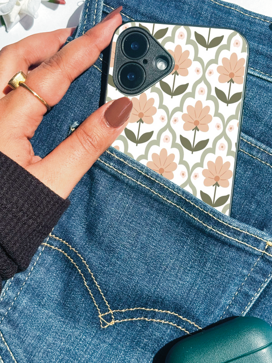 Pastel Petals Premium Glass Back Cover For iPhone 11,12,13,14,15,16,17 Models