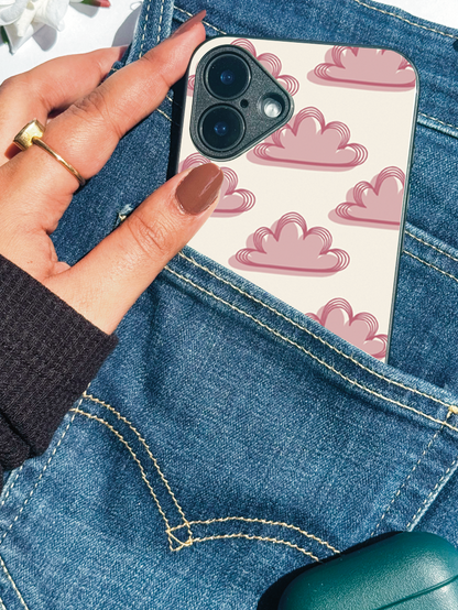 Pink Skies Premium Glass Back Cover For iPhone 11,12,13,14,15,16 Models