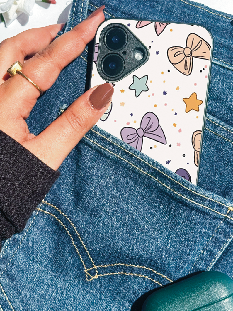 Bow Babe Premium Glass Back Cover For iPhone 11,12,13,14,15,16 Models