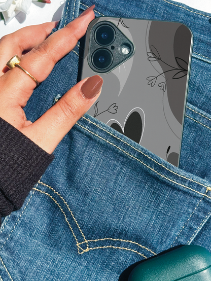 Muted Hearts Premium Glass Back Cover For iPhone 11,12,13,14,15,16 Models