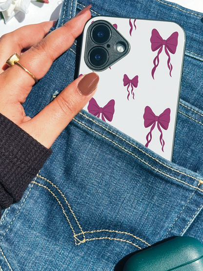 Ribbon Rain remium Glass Back Cover For iPhone 11,12,13,14,15,16 Models