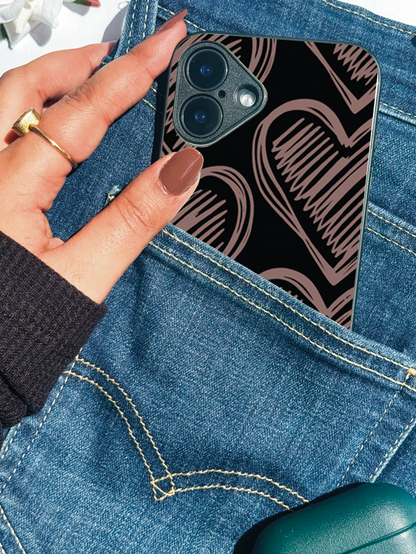 Heartlines Premium Glass Back Cover For iPhone 11,12,13,14,15,16 Models