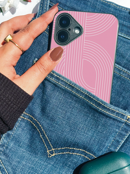 Linear Blush Premium Glass Back Cover For iPhone 11,12,13,14,15,16 Models