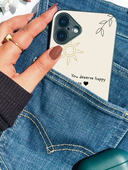 Happy Things Premium Glass Back Cover For iPhone 11,12,13,14,15,16 Models