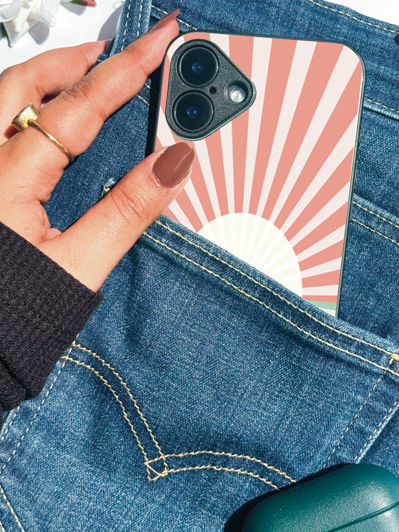 Sunburst Glow Premium Glass Back Cover For iPhone 11,12,13,14,15,16 Models