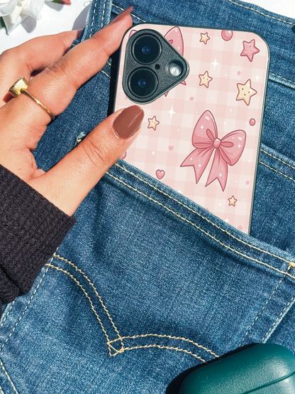 Pastel Charm remium Glass Back Cover For iPhone 11,12,13,14,15,16 Models