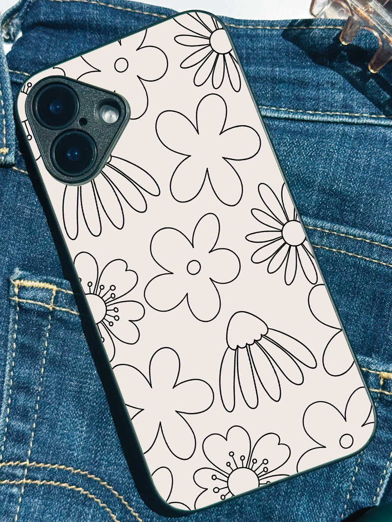 Outline Garden Premium Glass Back Cover For iPhone 11,12,13,14,15,16,17 Models