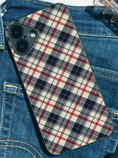 Plaid Perfection Premium Glass Back Cover For iPhone 11,12,13,14,15,16,17 Models