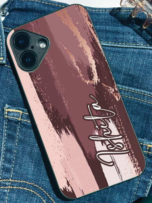 Rosé Haze Personalised Name Premium Glass Back Cover For iPhone 11,12,13,14,15,16 Models