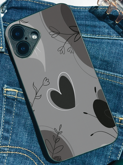 Muted Hearts Premium Glass Back Cover For iPhone 11,12,13,14,15,16 Models