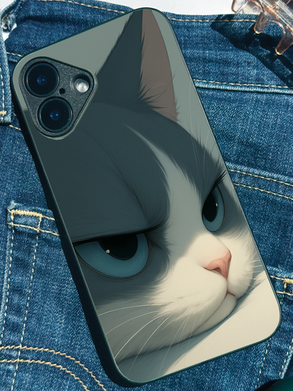 The Grump Cat Premium Glass Back Cover For iPhone 11,12,13,14,15,16 Models