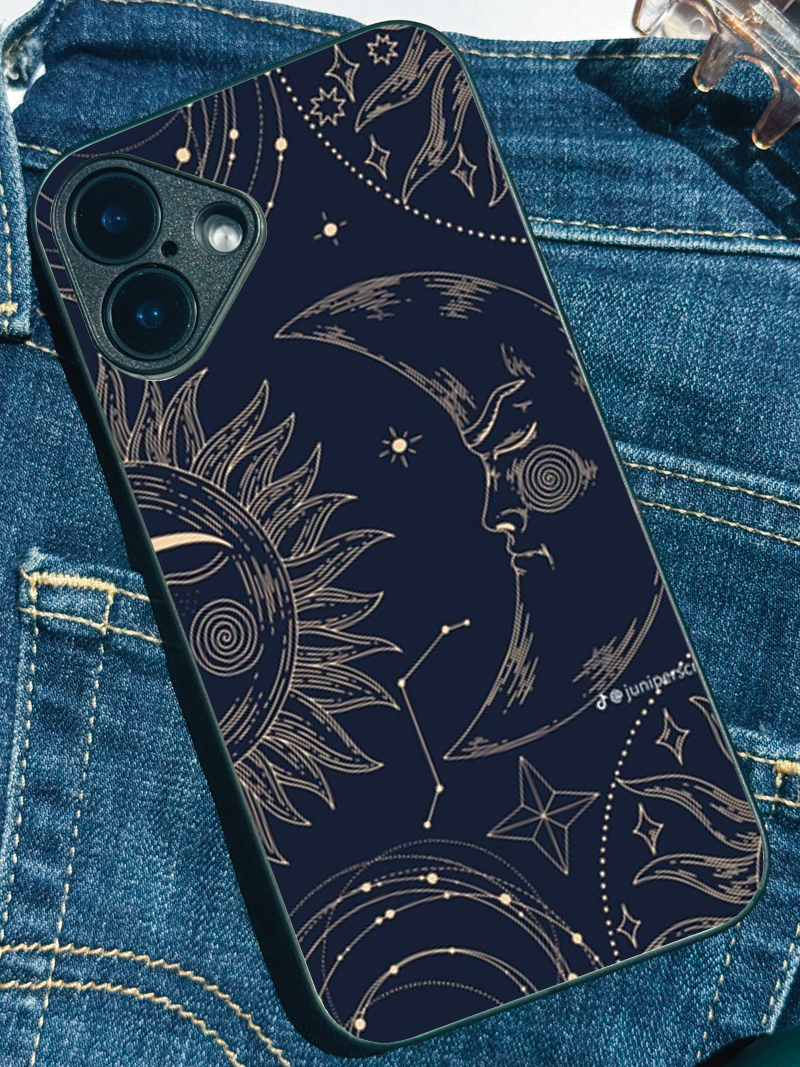 Celestial Dreams Premium Glass Back Cover For iPhone 11,12,13,14,15,16 Models