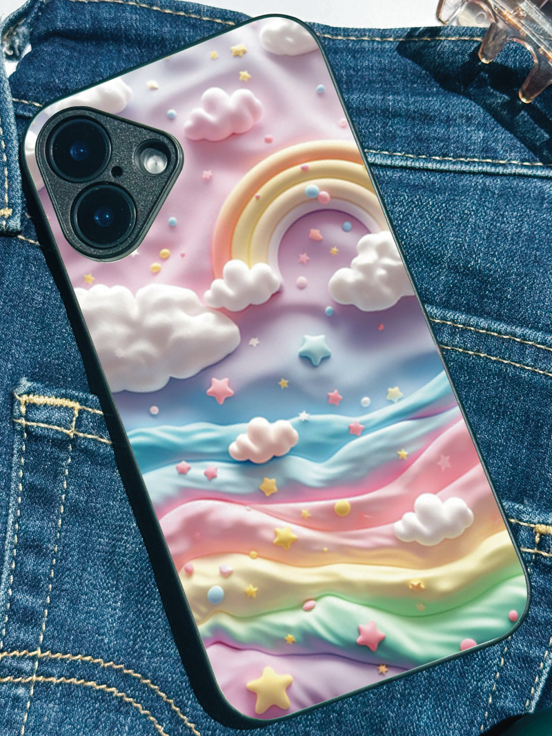 Whimsy Cloud Premium Glass Back Cover For iPhone 11,12,13,14,15,16 Models