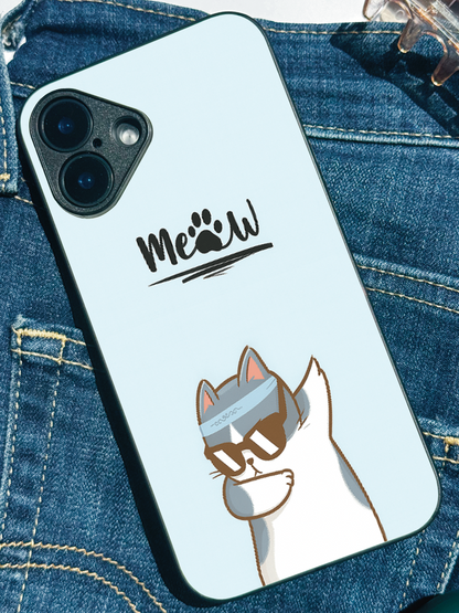 Cool Cat Premium Glass Back Cover For iPhone 11,12,13,14,15,16 Models