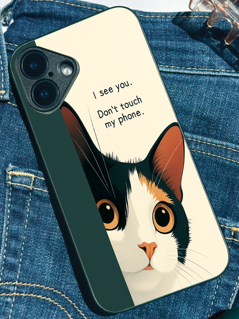 Sassy Cat Premium Glass Back Cover For iPhone 11,12,13,14,15,16 Models