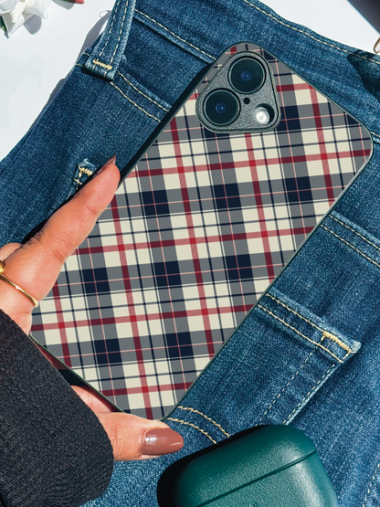 Plaid Perfection Premium Glass Back Cover For iPhone 11,12,13,14,15,16,17 Models