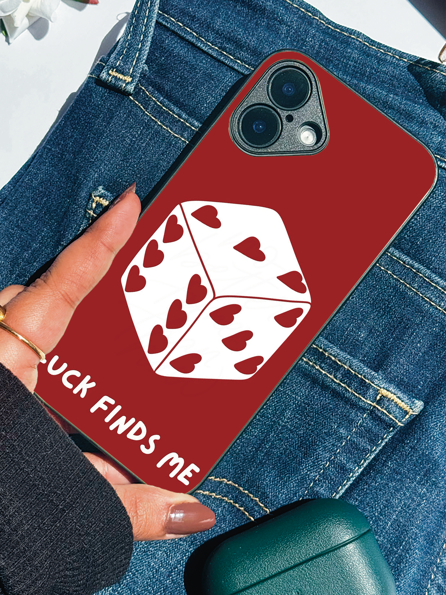 Hearts & Dice Premium Glass Back Cover For iPhone 11,12,13,14,15,16,17 Models