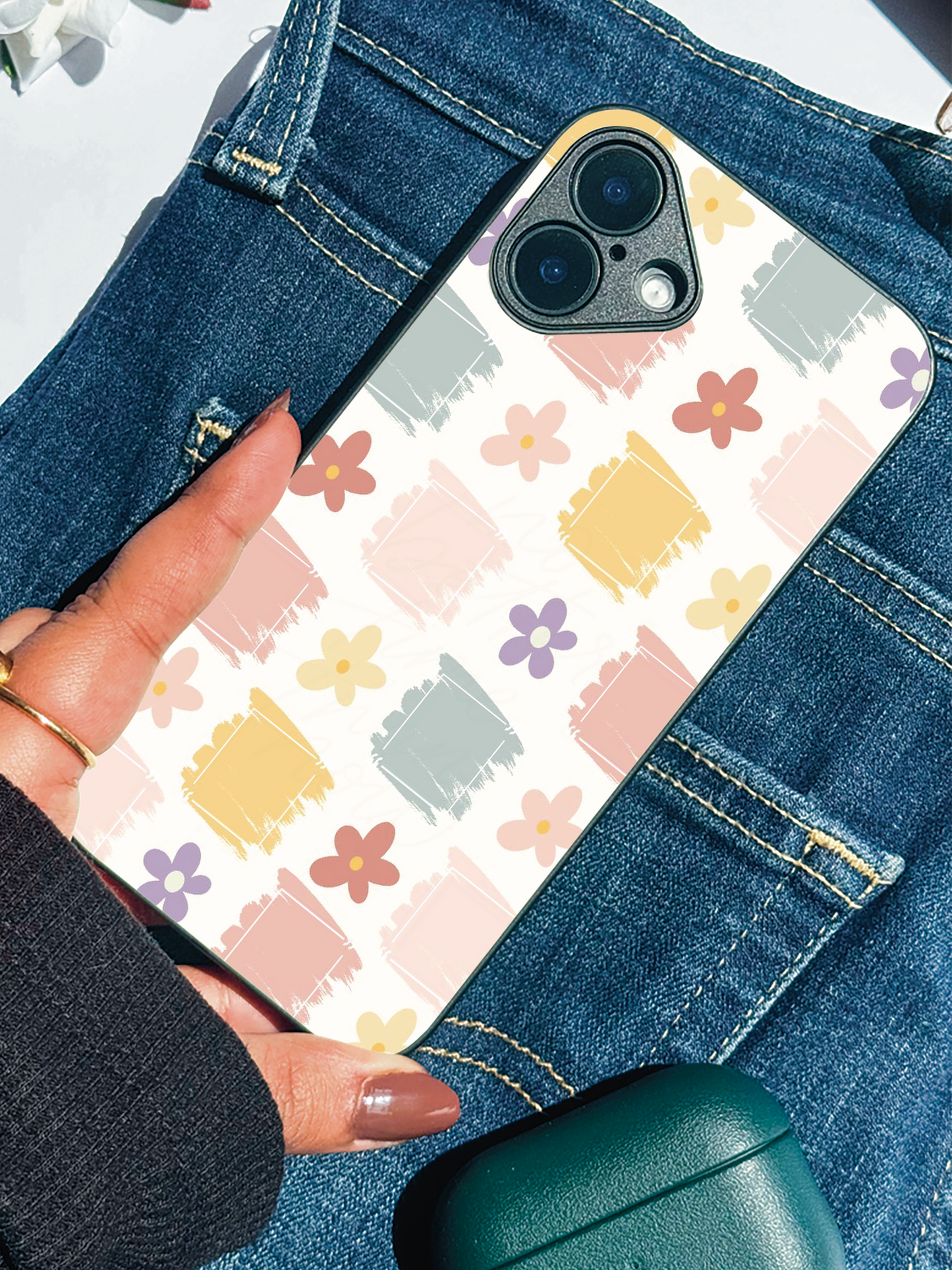 Pastel Play  Premium Glass Back Cover For iPhone 11,12,13,14,15,16,17 Models