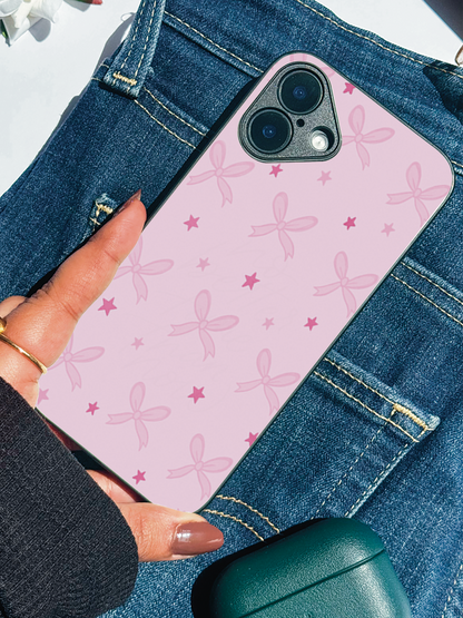 Sparkling Bows Premium Glass Back Cover For iPhone 11,12,13,14,15,16 Models