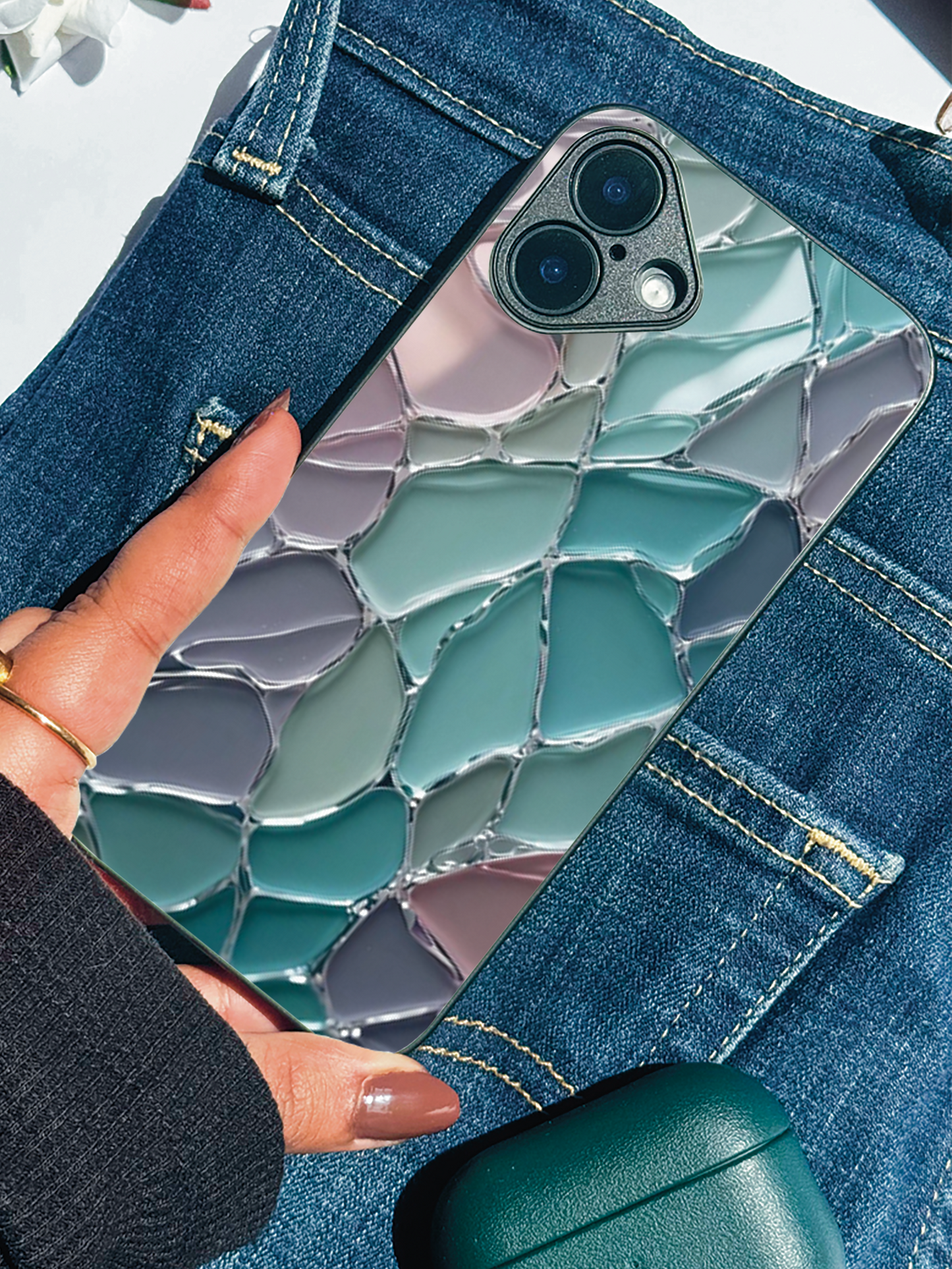 Ocean Glaze Premium Glass Back Cover For iPhone 11,12,13,14,15,16 Models