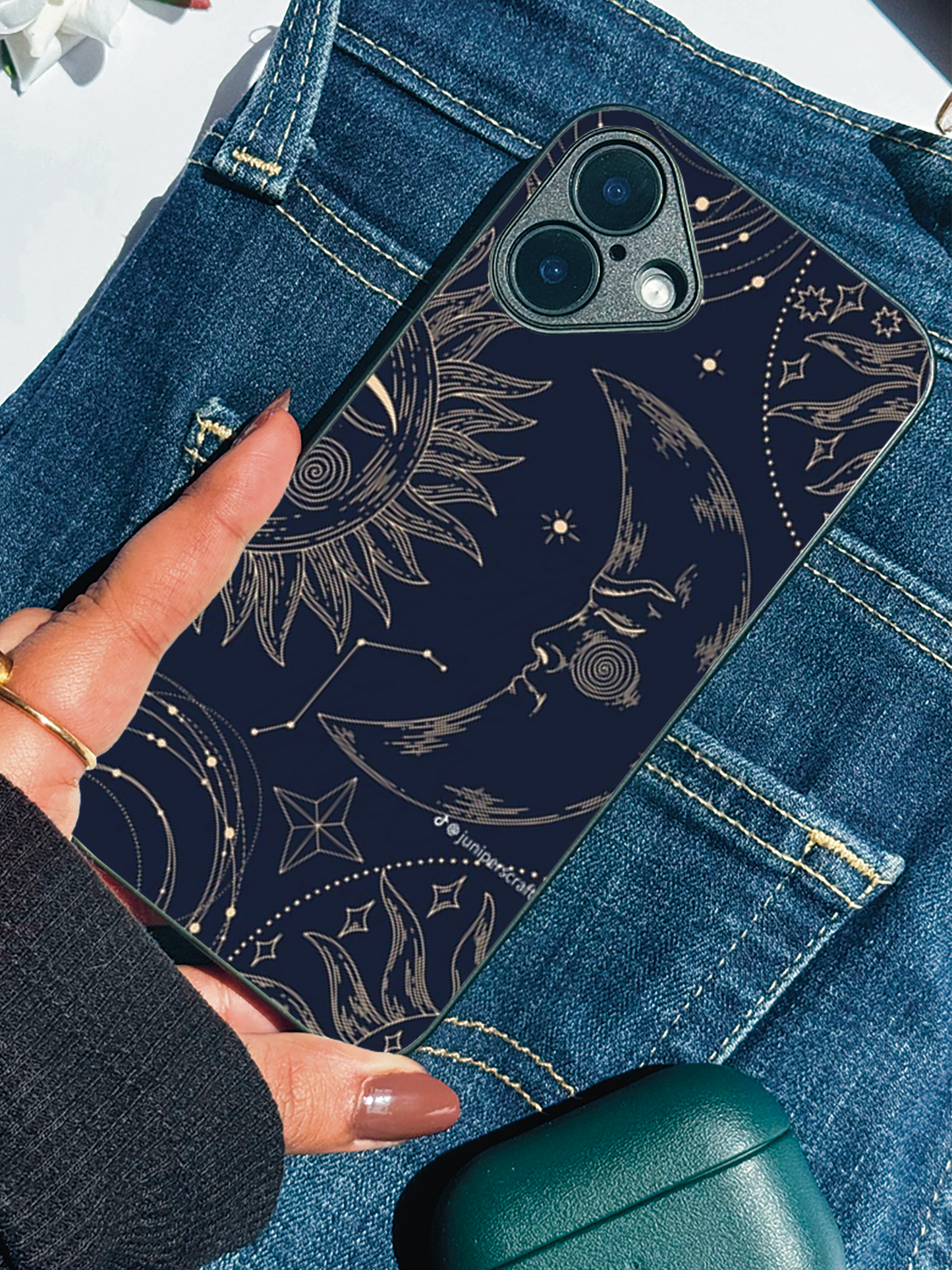 Celestial Dreams Premium Glass Back Cover For iPhone 11,12,13,14,15,16 Models