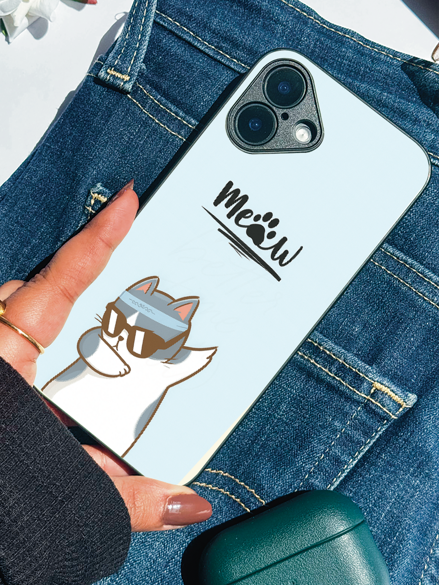 Cool Cat Premium Glass Back Cover For iPhone 11,12,13,14,15,16 Models