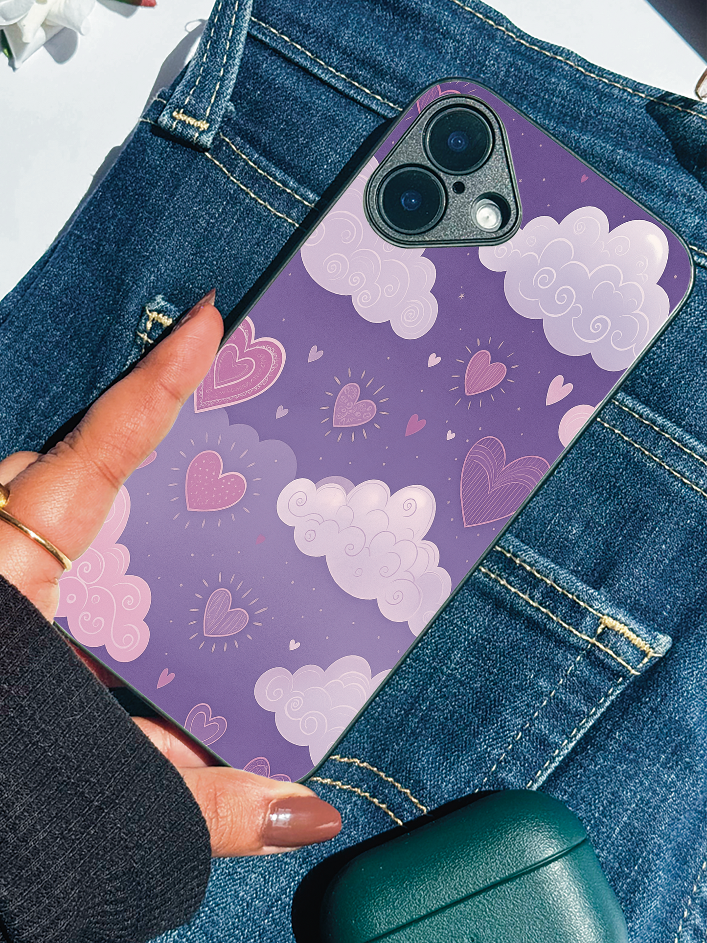 Lavender Skies Premium Glass Back Cover For iPhone 11,12,13,14,15,16 Models