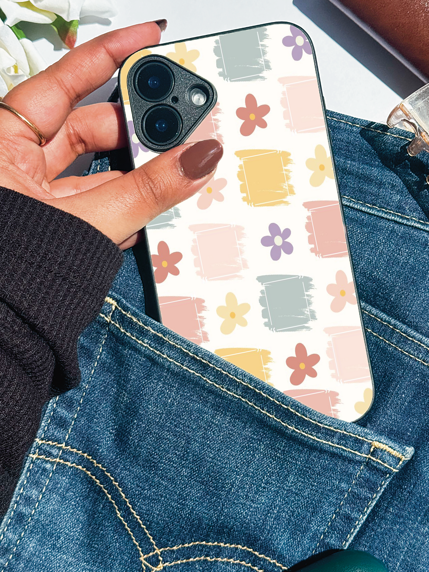 Pastel Play  Premium Glass Back Cover For iPhone 11,12,13,14,15,16,17 Models