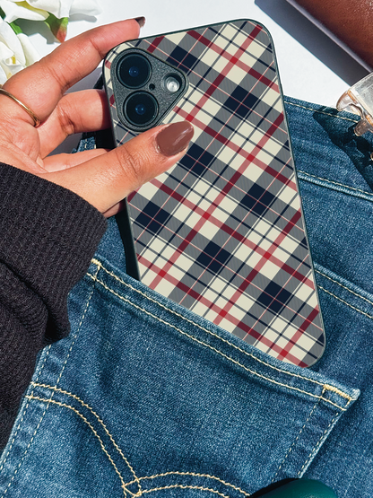 Plaid Perfection Premium Glass Back Cover For iPhone 11,12,13,14,15,16,17 Models