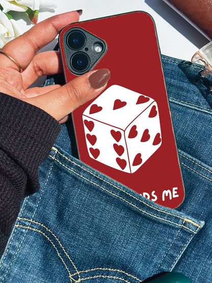 Hearts & Dice Premium Glass Back Cover For iPhone 11,12,13,14,15,16,17 Models