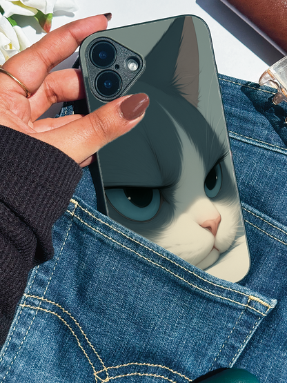 The Grump Cat Premium Glass Back Cover For iPhone 11,12,13,14,15,16 Models