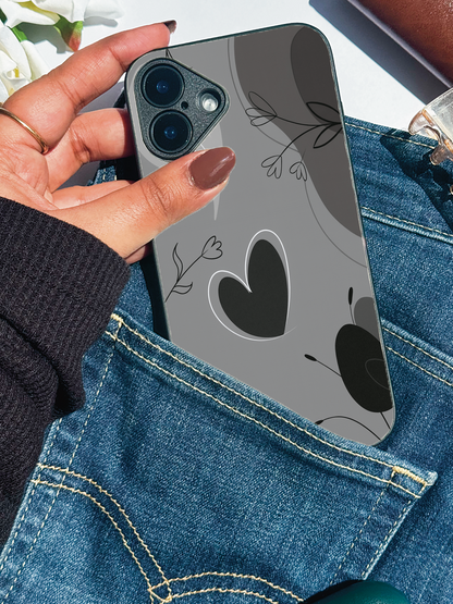 Muted Hearts Premium Glass Back Cover For iPhone 11,12,13,14,15,16 Models