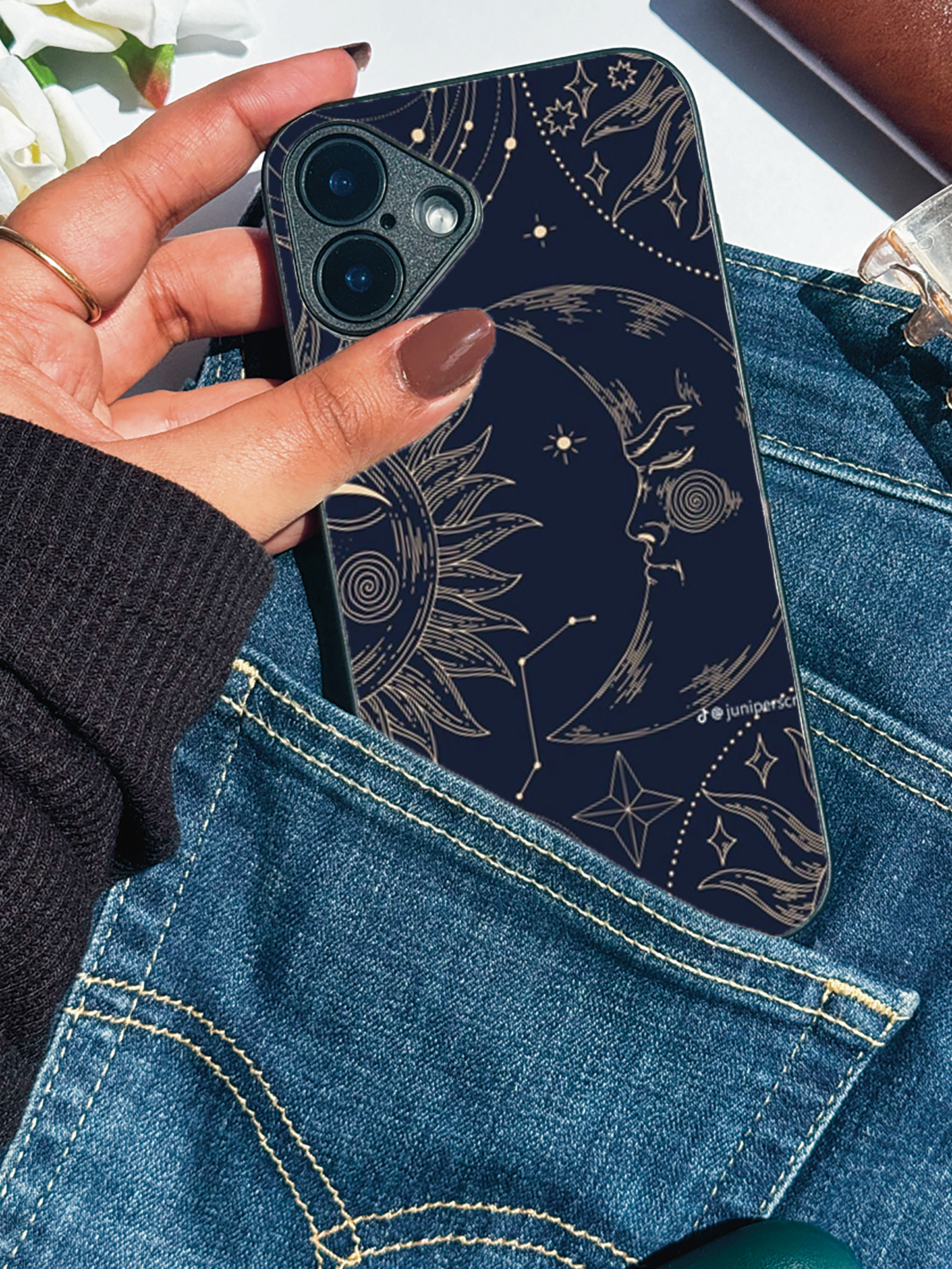Celestial Dreams Premium Glass Back Cover For iPhone 11,12,13,14,15,16 Models