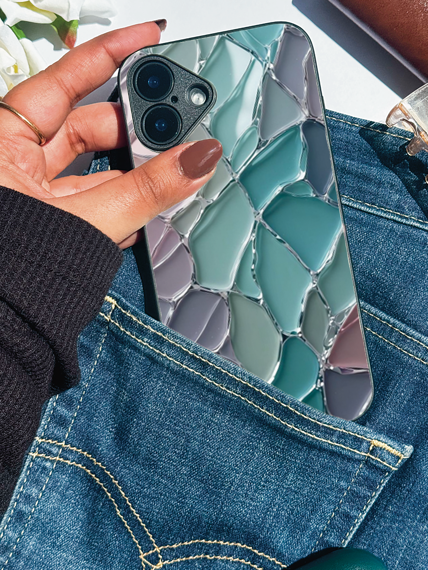 Ocean Glaze Premium Glass Back Cover For iPhone 11,12,13,14,15,16 Models