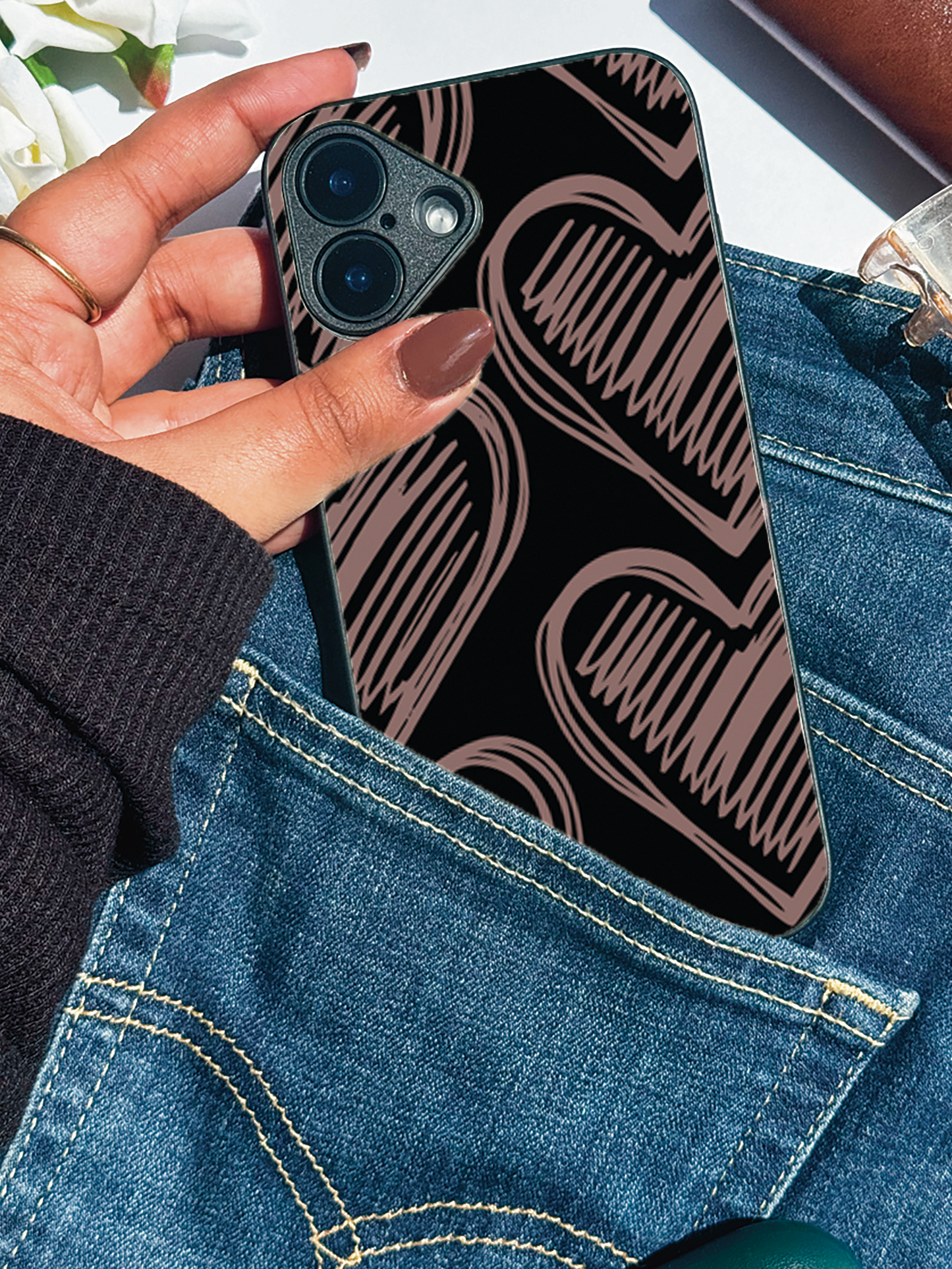 Heartlines Premium Glass Back Cover For iPhone 11,12,13,14,15,16 Models