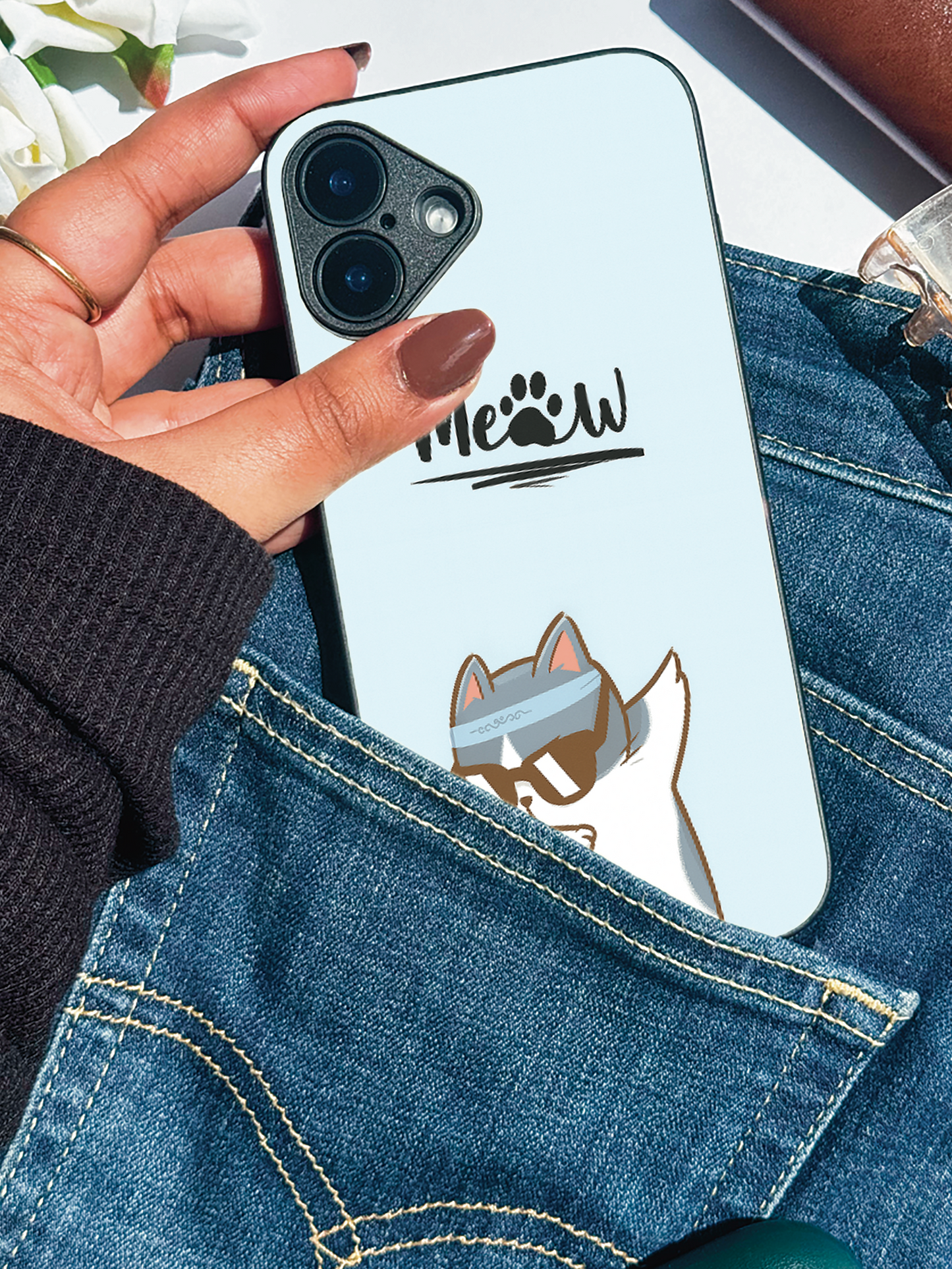 Cool Cat Premium Glass Back Cover For iPhone 11,12,13,14,15,16 Models
