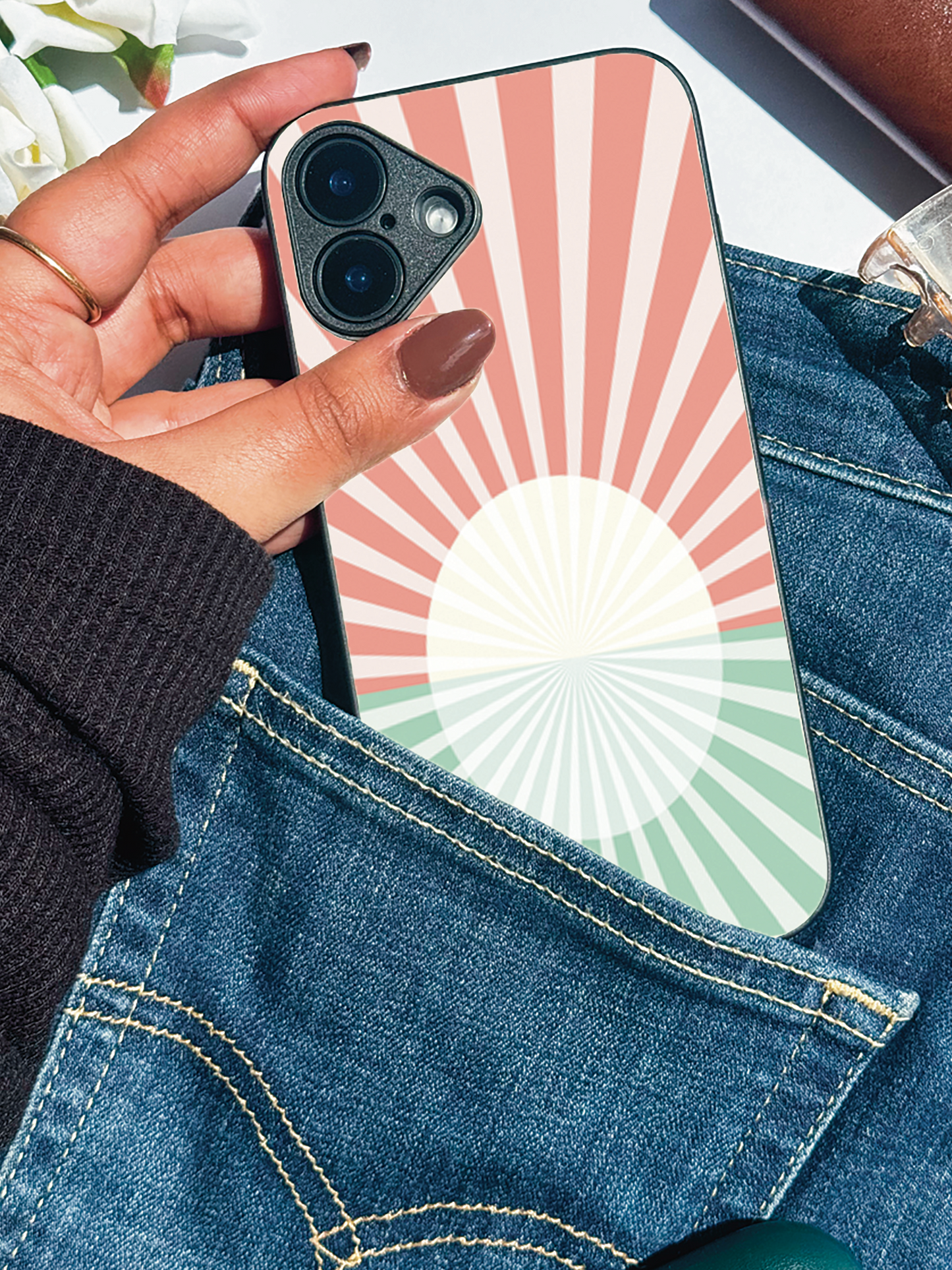 Sunburst Glow Premium Glass Back Cover For iPhone 11,12,13,14,15,16 Models