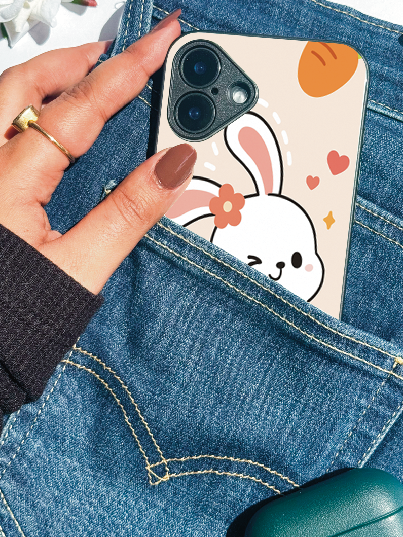 Bunny Pooh Premium Glass Back Cover For iPhone 11,12,13,14,15,16 Models