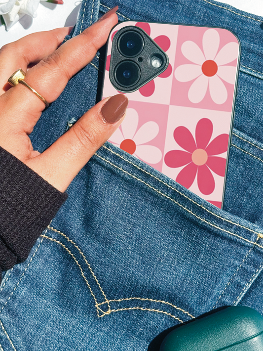 Floral Funk Premium Glass Back Cover For iPhone 11,12,13,14,15,16 Models